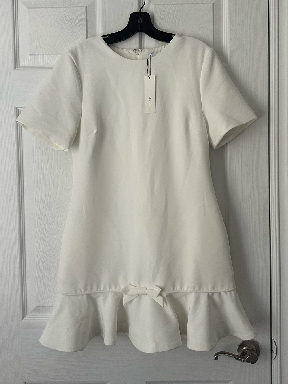 Mable Bow Detail Ruffle Hem Crepe Mini Dress S